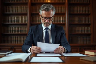 Avocat consultant les statuts d'une société en droit des contrats civils dans un cabinet juridique français