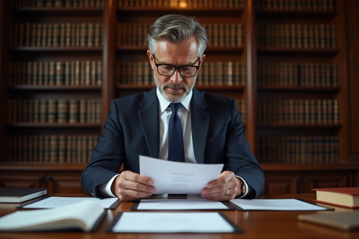 Avocat consultant les statuts d'une société en droit des contrats civils dans un cabinet juridique français