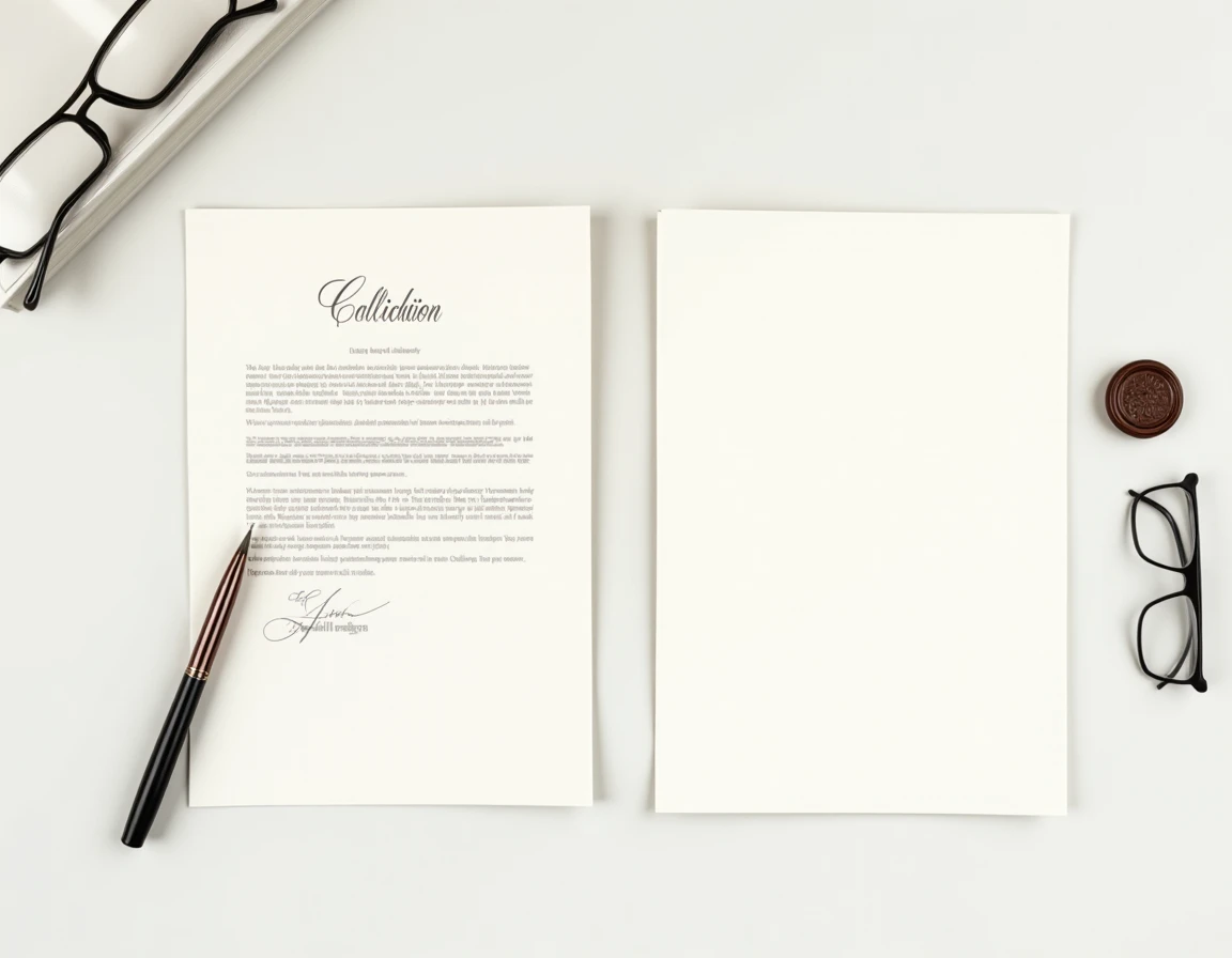 Vue de dessus comparant une lettre manuscrite et une lettre tapée à l'ordinateur destinées à un juge posées côte à côte sur un bureau
