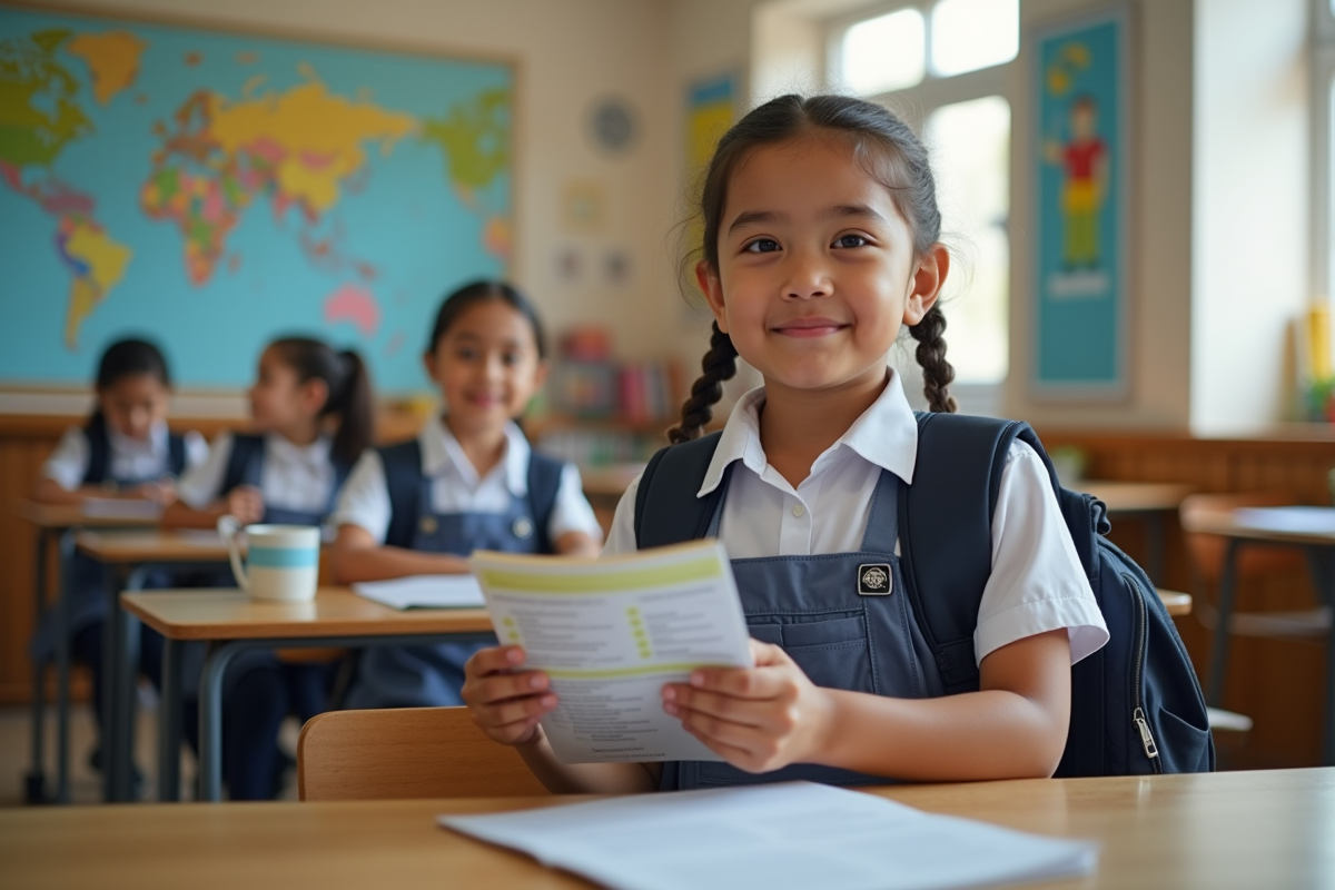 Jeune fille souriante avec livre sur l